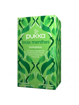 Image de Trois Menthes Bio - Infusion 20 sachets - Pukka Herbs depuis Commandez les produits Pukka Herbs à l'herboristerie Louis