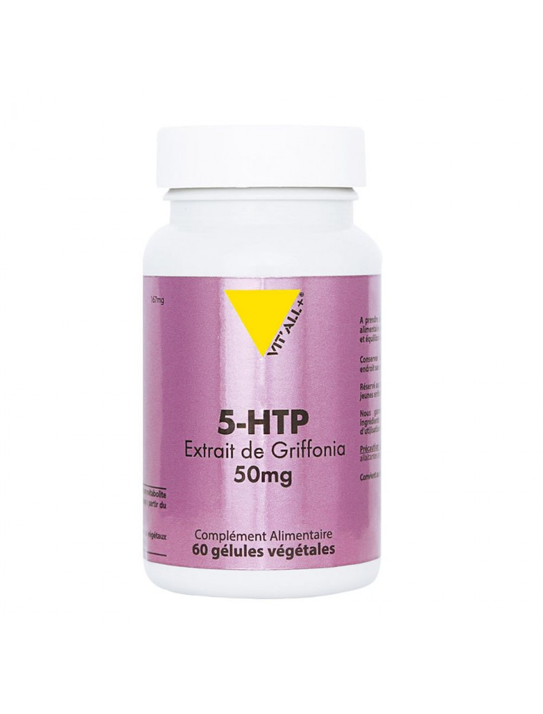 Image principale de la modale pour 5-HTP Extrait de Griffonia 50 mg - Détente et Sommeil 30 gélules végétales - Vit'all+