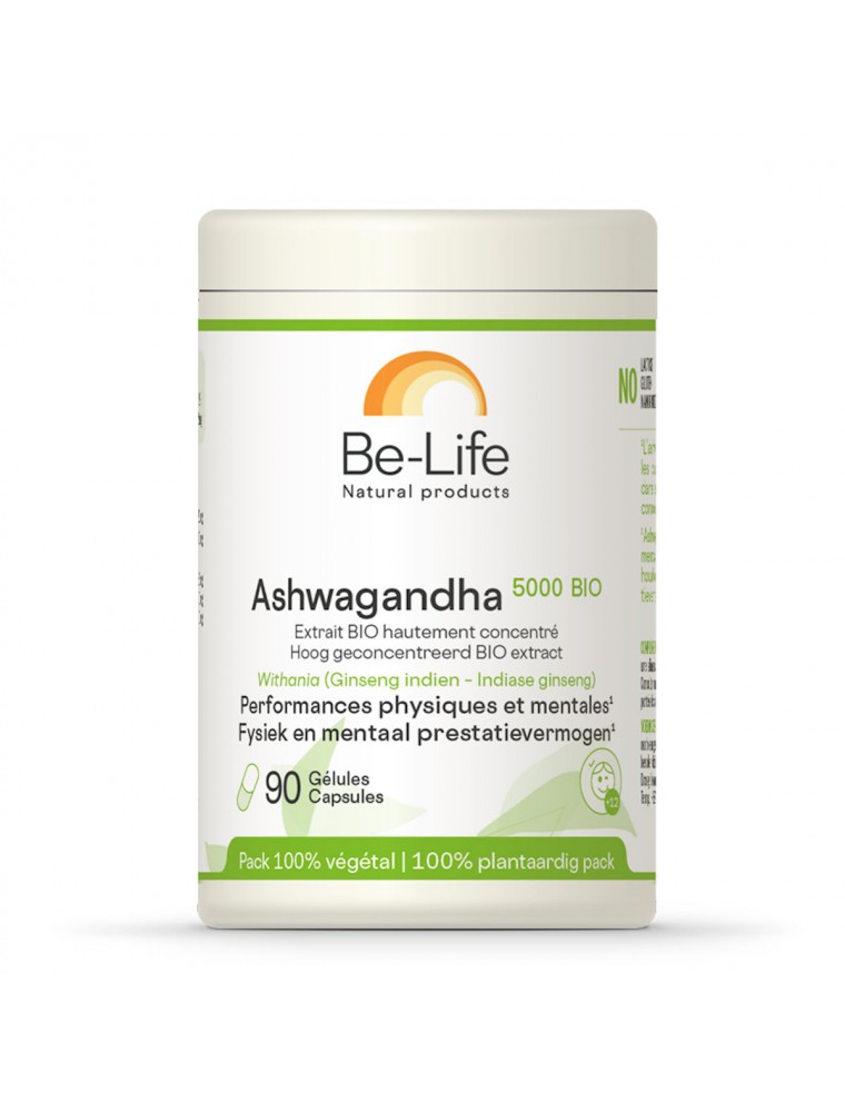 Image principale de la modale pour Ashwagandha 5000 (Ginseng indien) Bio - Détente et équilibre mental 90 gélules - Be-Life