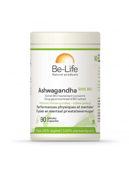 Image principale de Ashwagandha 5000 (Ginseng indien) Bio - Détente et équilibre mental 90 gélules - Be-Life