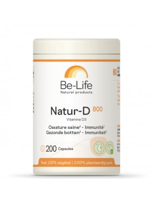 Image de Natur-D 800 UI (Vitamine D Naturelle) - Immunité et Ossature 200 gélules - Be-Life via Gingivor - Parodontose Gingivite 60 gélules - SND Nature