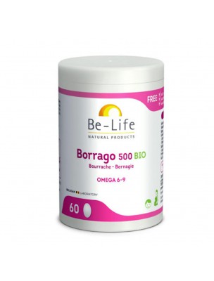 Image de Borrago 500 Bio - Huile de Bourrache 60 capsules - Be-Life via Teinture-mère Airelle rouge - Ménopause et Ostéoporose 50ml - Herbiolys