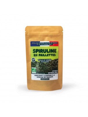 Image de Spiruline en Paillettes Bio - Immunité et Tonus 45 g - Etika Spirulina depuis Spiruline bio de qualité supérieure en vente en ligne