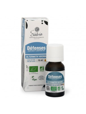 Image de Alternativ'aroma Bio - Défenses Hiver gouttes d'huiles essentielles 15 ml - Salvia via Oléocaps + 1 Bio - Voies respiratoires 30 capsules d'huiles essentielles - Pranarôm