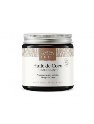 Image de Huile de Coco Bio - Nourrissant et Hydratant 100 ml - Comptoir des Huiles depuis Produits de phytothérapie et d'herboristerie pour prendre soin de votre corps - Vente en ligne