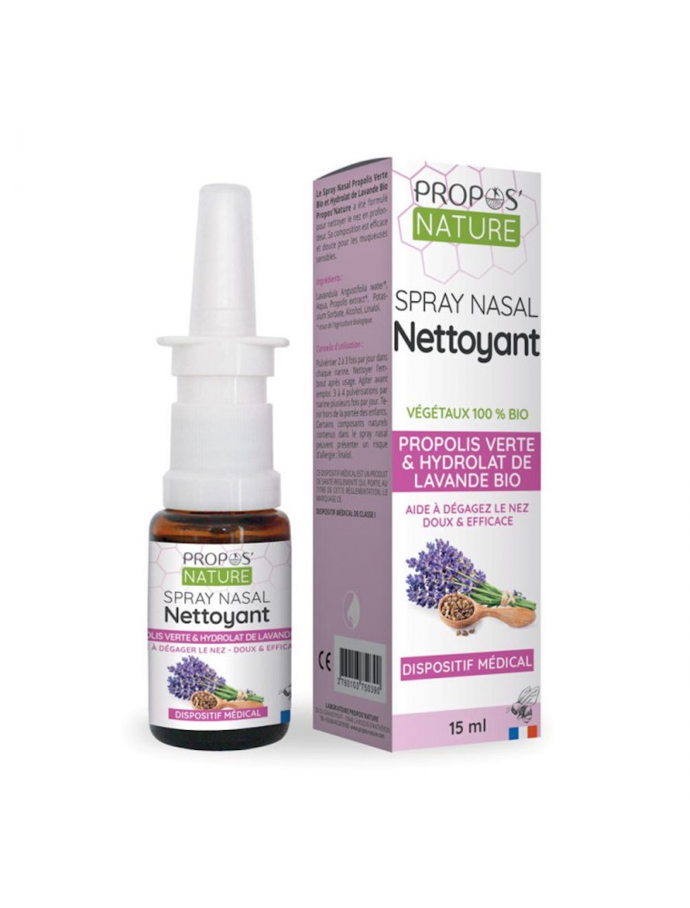 Image principale de la modale pour Spray nasal nettoyant - Propolis et  Hydrolat de lavande  15 ml - Propos Nature